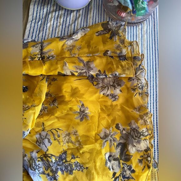 ASOS DESIGN Long Sleeve Mini Dress Yellow Floral Print Sequin Silver Sz 8 NEW - Picture 13 of 16